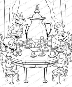 25 Aliens on Earth Grayscale Coloring Pages