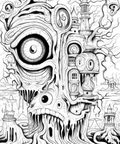 25 Alien Friends Grayscale Coloring Pages