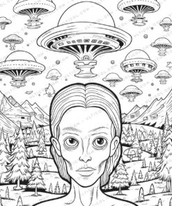 25 Alien Friends Grayscale Coloring Pages