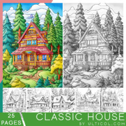 Classic House Grayscale Coloring Pages
