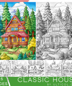 Classic House Grayscale Coloring Pages