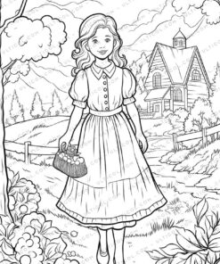 Rural Fashion Grayscale Coloring Pages
