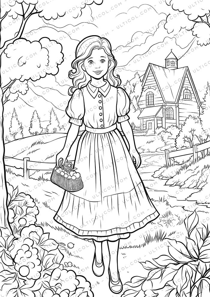 Rural Fashion Grayscale Coloring Pages
