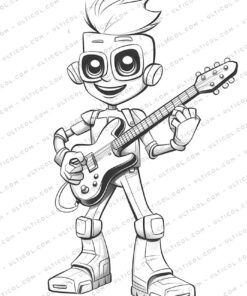 Robot Band Grayscale Coloring Pages