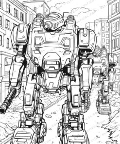 Military Robot Grayscale Coloring Pages