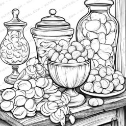 Sweets Grayscale Coloring Pages