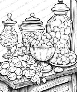 Sweets Grayscale Coloring Pages