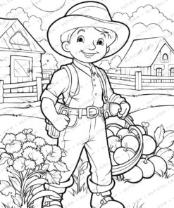 Rural Fashion Grayscale Coloring Pages