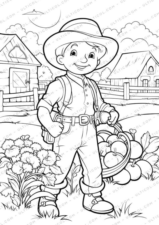 Rural Fashion Grayscale Coloring Pages