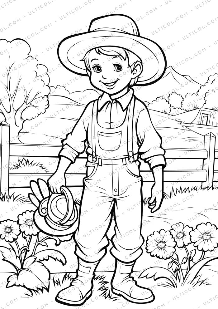 Rural Fashion Grayscale Coloring Pages