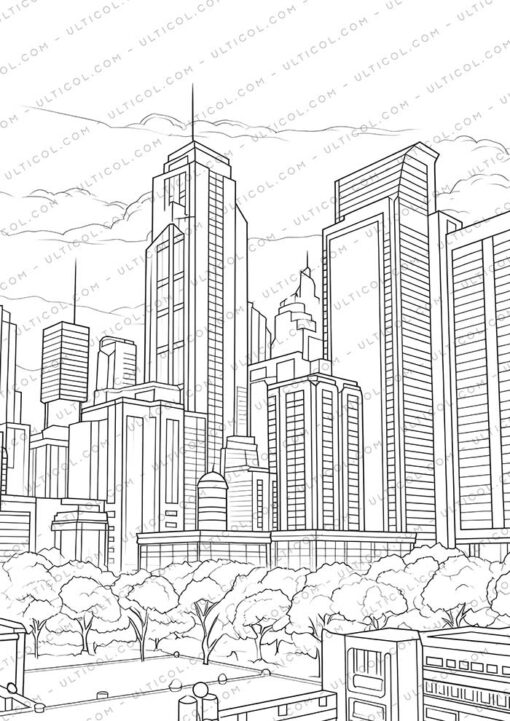 Cityscape Grayscale Coloring Pages