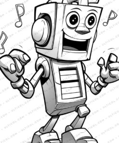 Robot Band Grayscale Coloring Pages
