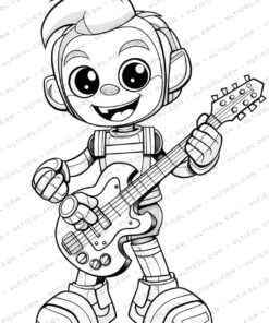 Robot Band Grayscale Coloring Pages