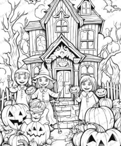 Halloween Grayscale Coloring Pages
