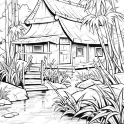 Bamboo Grayscale Coloring Pages