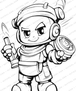 Robot Chef Grayscale Coloring Pages