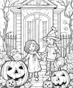 Halloween Grayscale Coloring Pages