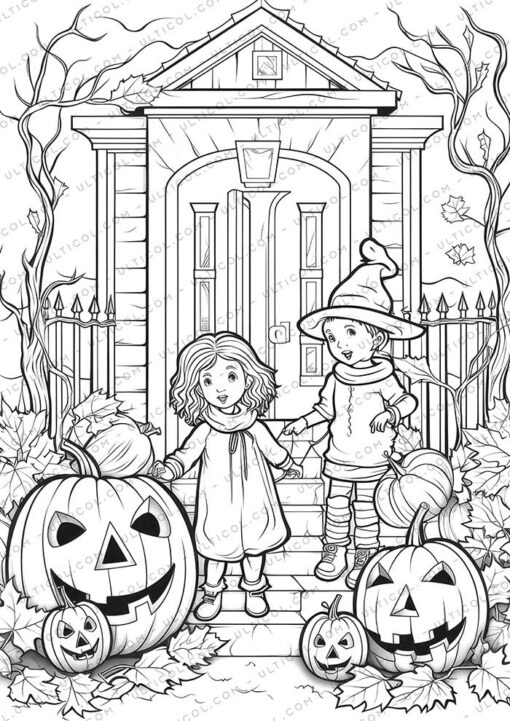 Halloween Grayscale Coloring Pages