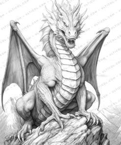 Dragon Fantasy Coloring Page Book, Adults + kids