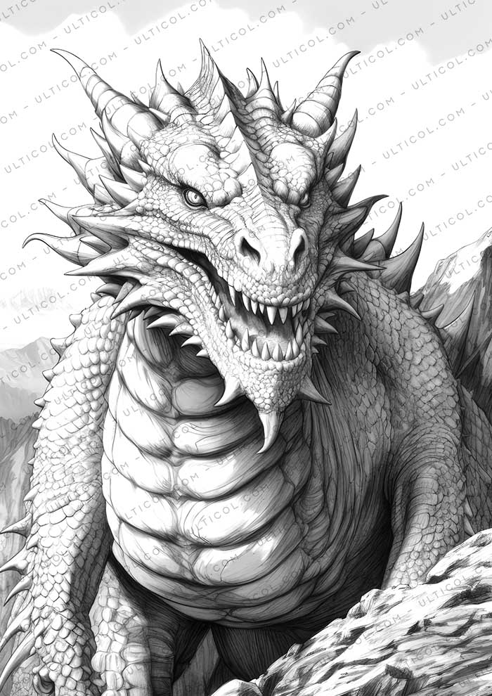 Dragon Fantasy Coloring Page Book, Adults + kids