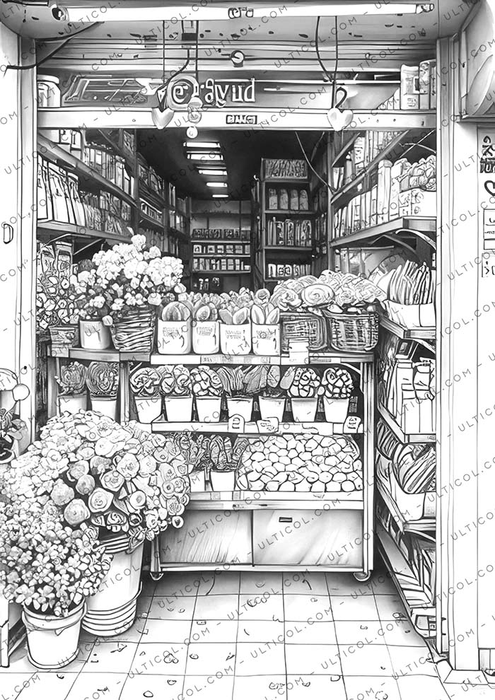 Flower Love Shop Coloring