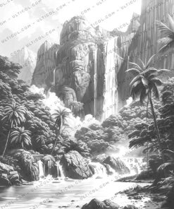 Rainforest Waterfall Coloring