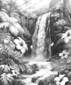 Rainforest Waterfall Coloring