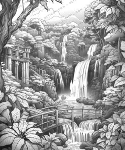 Rainforest Waterfall Coloring