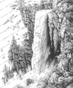 Rainforest Waterfall Coloring