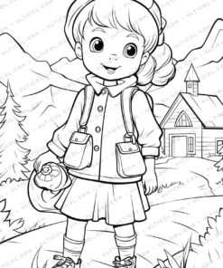 School Fashion Grayscale Coloring Pages