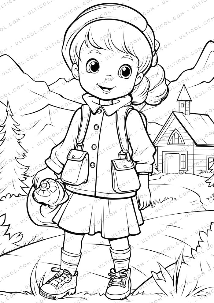 School Fashion Grayscale Coloring Pages