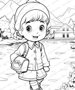 School Fashion Grayscale Coloring Pages