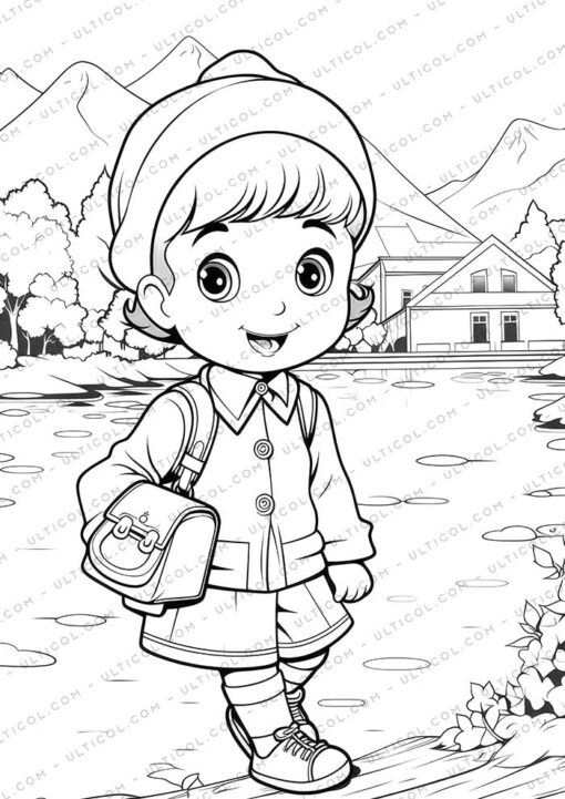 School Fashion Grayscale Coloring Pages