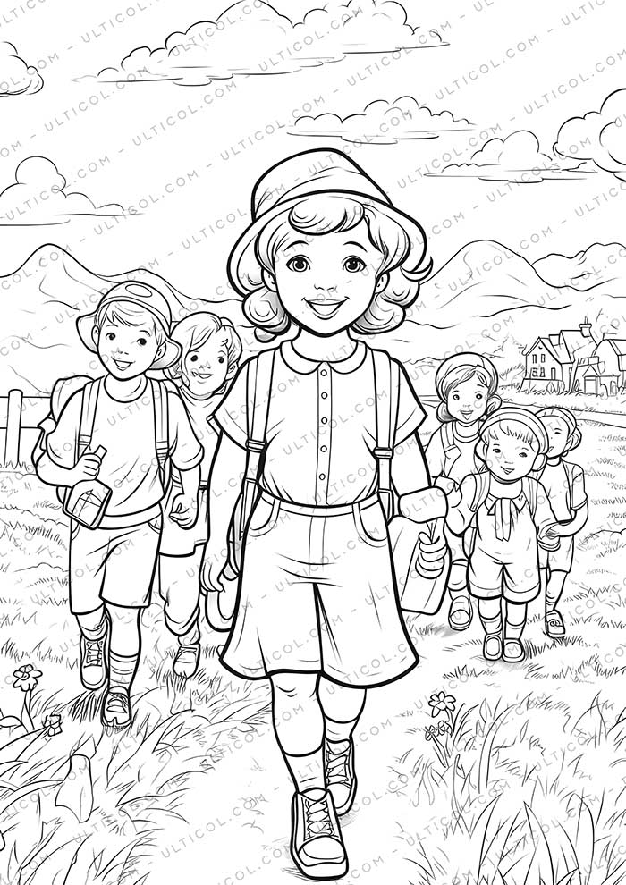 School Fashion Grayscale Coloring Pages