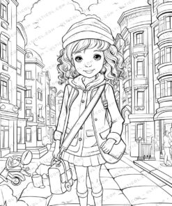 School Fashion Grayscale Coloring Pages
