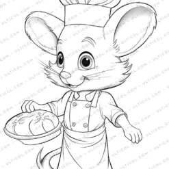 Mouse Chef Grayscale Coloring Pages