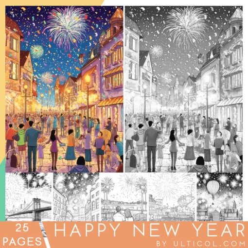 Happy New Year Coloring Book