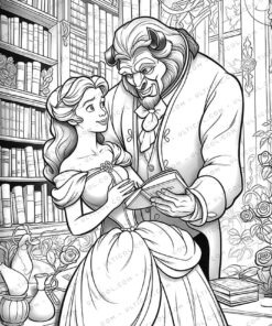 Beauty and the Beast Grayscale Coloring Pages