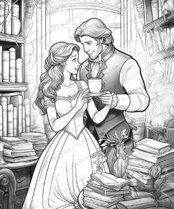 Beauty and the Beast Grayscale Coloring Pages