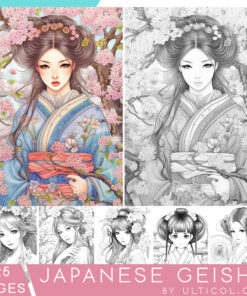 Japanese Geisha Coloring Book