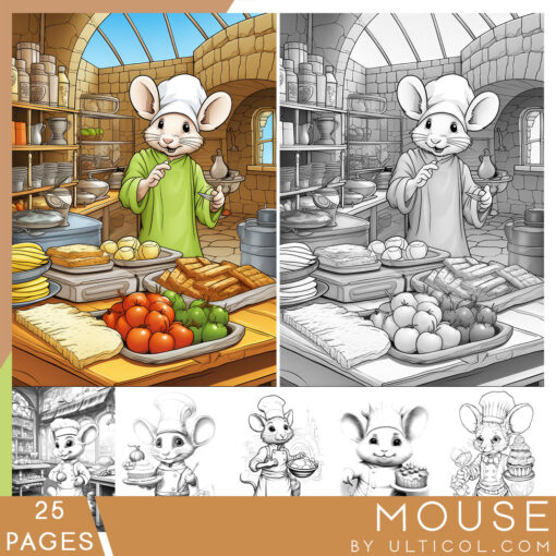 Mouse Grayscale Coloring Pages
