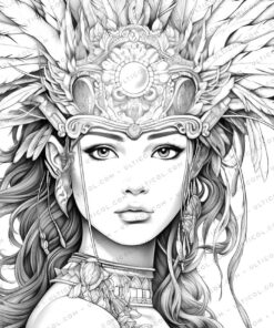 Mysterious Girl Grayscale Coloring Pages