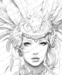 Mysterious Girl Grayscale Coloring Pages