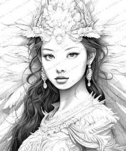 Mysterious Girl Grayscale Coloring Pages