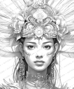 Mysterious Girl Grayscale Coloring Pages
