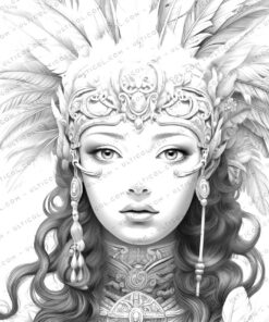Mysterious Girl Grayscale Coloring Pages