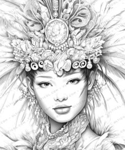 Mysterious Girl Grayscale Coloring Pages