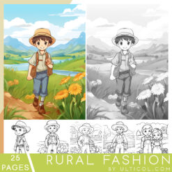 Rural Fashion Grayscale Coloring Pages