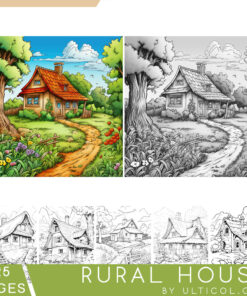 Rural House Grayscale Coloring Pages