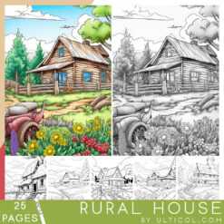 Rural House Grayscale Coloring Pages